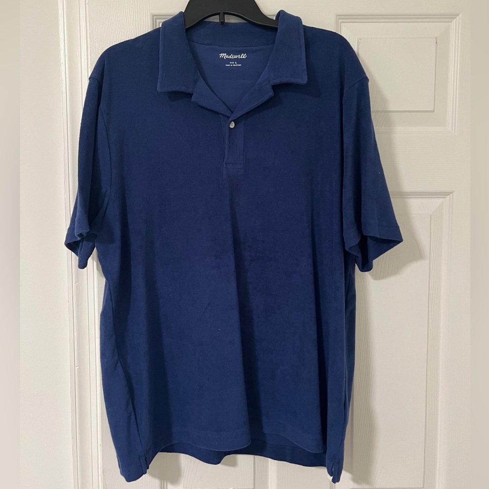 Madewell Terry Cloth Polo Shirt - Blue